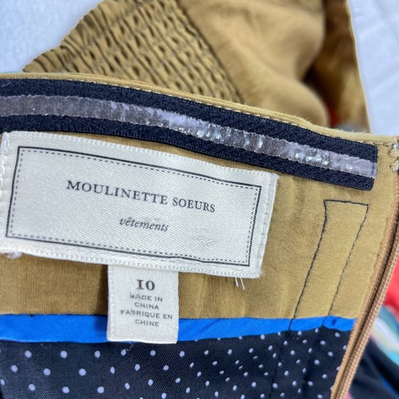 MOULINETTE SOEURS strapless abstract watercolor floral dress - SZ 10 - Picture 12 of 14